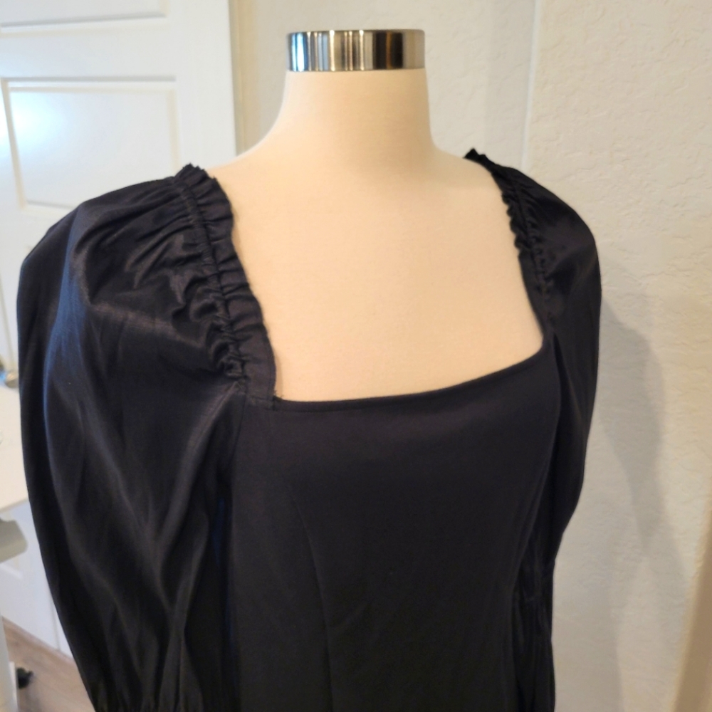A.N.A BLACK BODYCON MINI DRESS WITH BUBBLE SLEEVES NWT SIZE MEDIUM - Picture 11 of 15